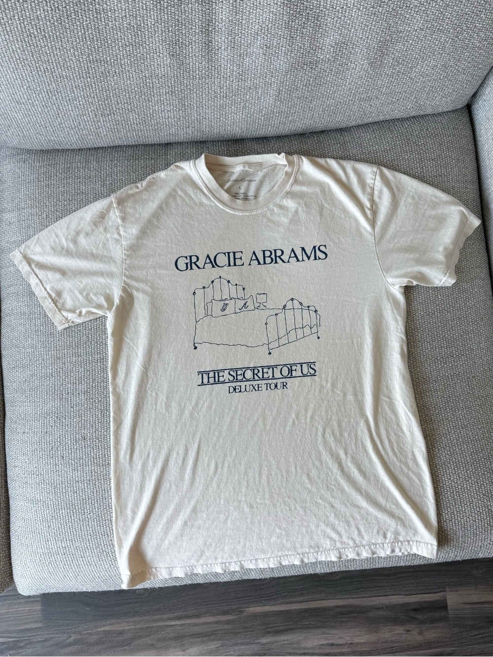 Gracie Abrams 'The Secret of Us' Tour Tee in Cream with Navy Print
